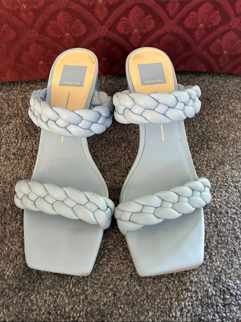Dolce Vita Braided Double-Strap Light Blue Heeled Sandals